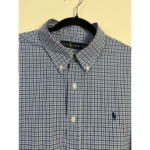 Ralph Lauren 2XL Blue Checkered Button Down Long Sleeve Shirt‎